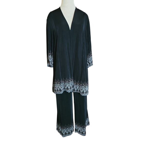 Chico’s Travelers 2PC Cardigan/Pants Set Women SZ 3 (14 Black Slinky Crop Pants - Picture 1 of 8